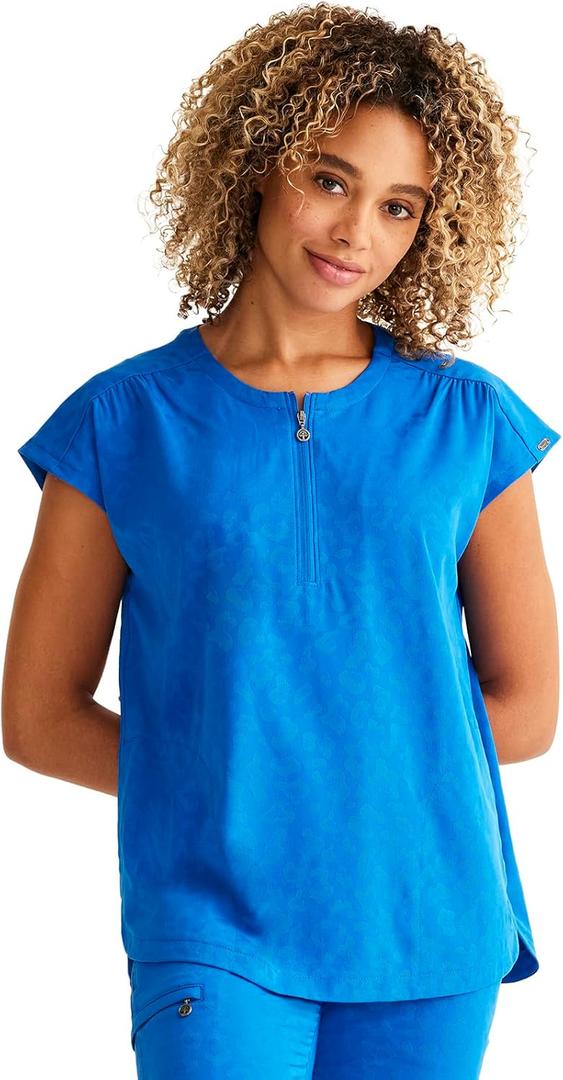 Healing Hands Scrubs for Women Jayden Scrub Top with 2 Pockets, Round Neck, Moisture Wicking and 360° Stretch Fabric HH602, L, Royal