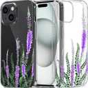 Floral Clear Case for iPhone 15 (6.1 Inch) for Women/Girls,Pretty Flower Design Phone Cover,Slim Soft Transparent Drop Proof TPU Protective Silicone Bumper Shell,FL-21