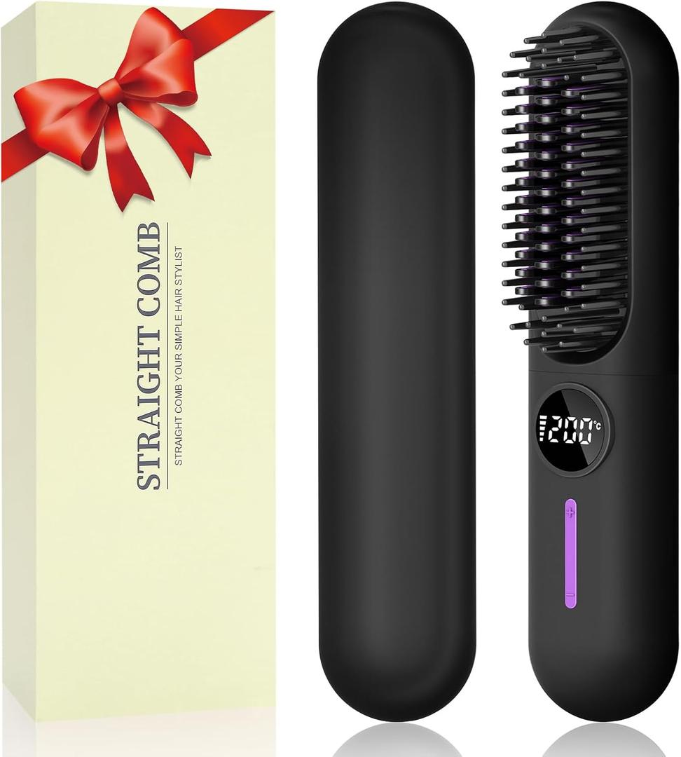 Beard Straightener for Men,Professional Electric Mens Beard StraighteningAnti-Scald Straightening Brush for BeardPortable for Travel and Home Use, 7 Temperature Setting Comb for Home Travel