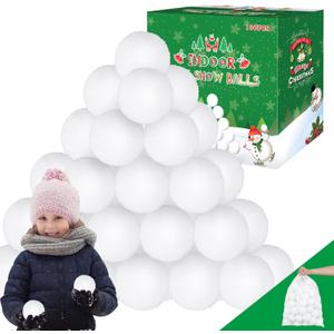 100 Pcs Fake Snowballs for Kids, 2.16 Inch Soft Artificial Indoor Snowballs Fight Set, Plush Snow Balls Christmas Snowball for Indoor & Outdoor Snow Fight and Winter Party Decorations