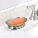 iDesign York Metal Soap Saver, Holder Tray for Bathroom Counter, Shower, Kitchen, 4" x 5.5" x 1.5", Brushed Stainless Steel