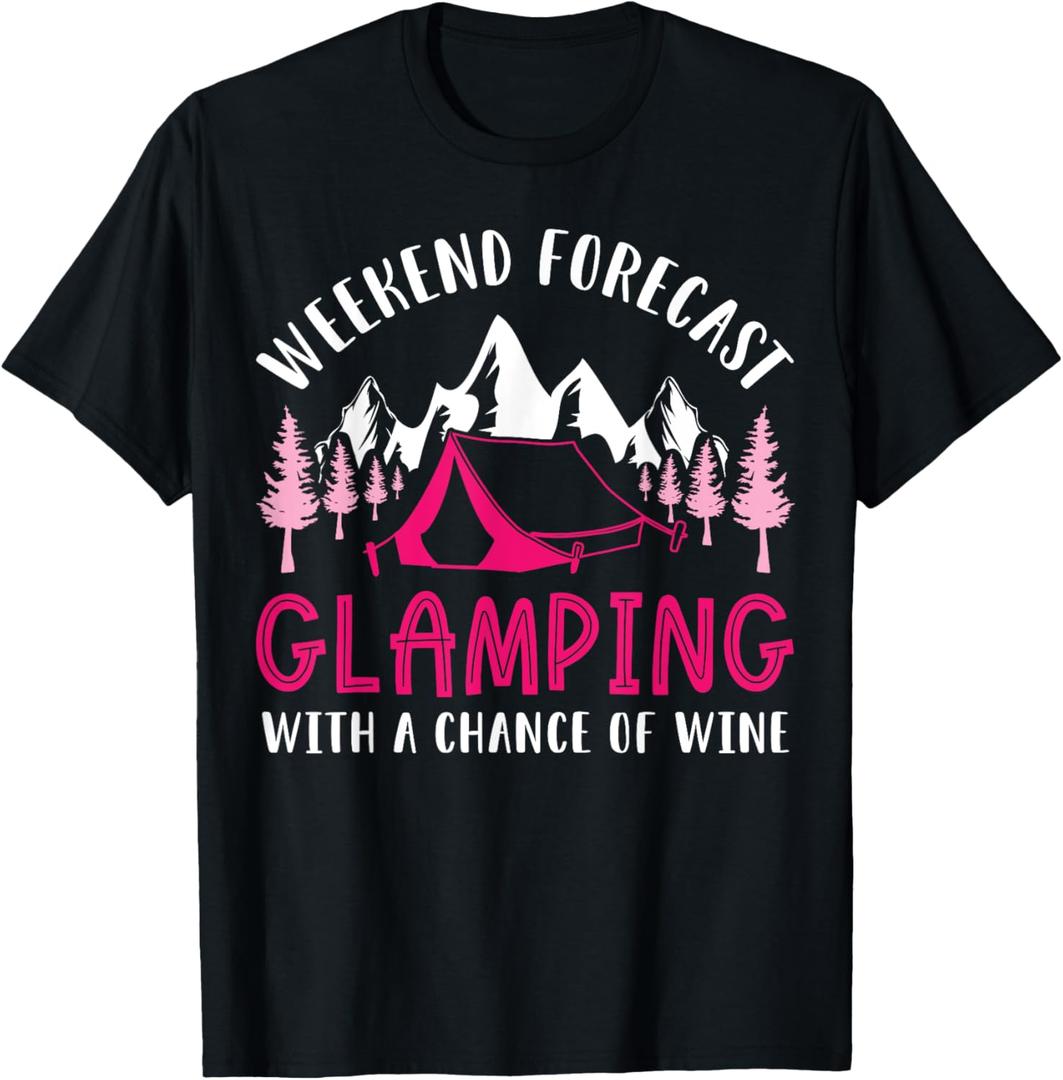Weekend Forecast Glamping Funny Glamper Camping T-Shirt (Small)