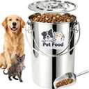 Newget 16 lb Stainless Steel Dog Food Storage Container with Scoop