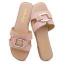 Herstyle Women’s Flat Sandals 2025 – Square Open Toe Fashion Casual Slides with Metal Chain, Memory Foam Footbed Insole, Slip-On Dressy Sandals for Summer,D.Mauve, Size 10.0, Gena
