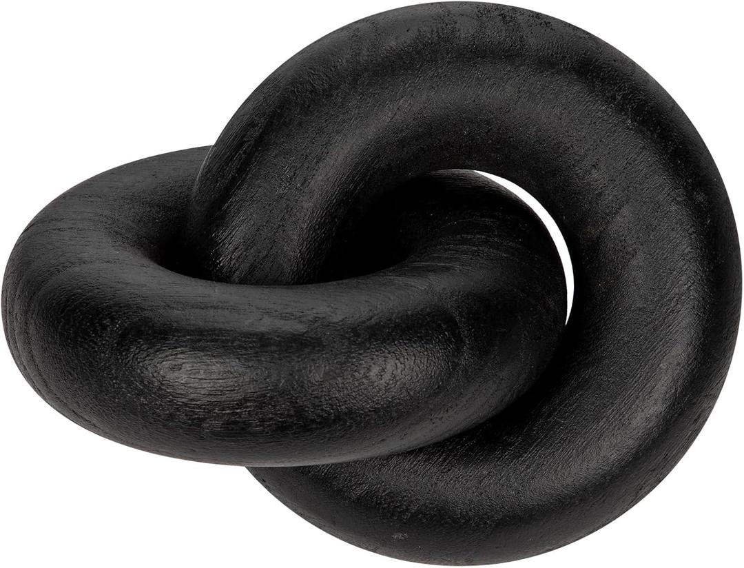 Table Decor Handcrafted Wooden Knot Sculpture Decor Modern Nordic Style Decorative Accent for Home, Office, Shelf, and Console Table Matte Black Finish, 7"x4.7"
