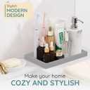 2 x Silicone Countertop Tray  Small 7.8" Bathroom Vanity Organizer for Soap Dispenser, Lotion Bottles, Perfume, Candles, Keys  Shatterproof Sink Tray (Single - Small (7.8" x 3.9" x 0.8"), Gray)