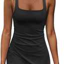 Nirovien Womens Tennis Dress with Built in Shorts Athletic Dresses Workout Dress Skort Dress Golf Outfits (Large, Black)