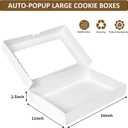 Moretoes 40pcs Large Bakery Boxes, 16x11x2.5 Inches Auto-Popup Cookie Boxes with Window for Donuts, Treats, Pastries, Pies, Muffins, Chocolate Covered Strawberries