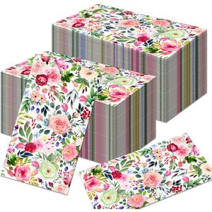 120Pcs Watercolor Rose Floral Disposable Paper Napkins - Guest Hand Towels for Wedding, Bridal Shower, Bathroom & Spring Parties (4.5x8 Inch)