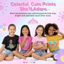 MISS POPULAR Girls 4-Pack Super Soft Short Sleeve T-Shirts Rainbow Butterfly Glitter Print Cute Design| Sizes 7-16