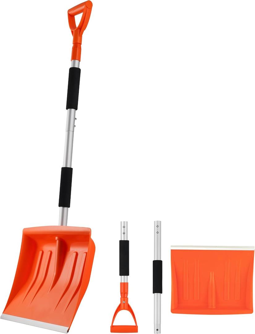 Snow Shovel for Driveway, 43" to 50" Retractable Detachable Lightweight Plastic, Snow Shovels with D-Grip Handle, Large-Capacity for Driveway Garden Car & Outdoor All-Season Use