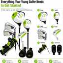 PGM Kids Junior Golf Clubs Ages 3-12, 5-Club Beginner Set Stand Bag Green, Height:3'1''-3'9''