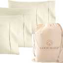 1000 TC Ivory Standard Pillowcases Set of 4 100% Egyptian Cotton Pillow Cases with Long Staple Cotton & Sateen Weave, Silky Soft Hotel - Like Bed Pillow Covers for Comfy Sleeping, Snug Fit