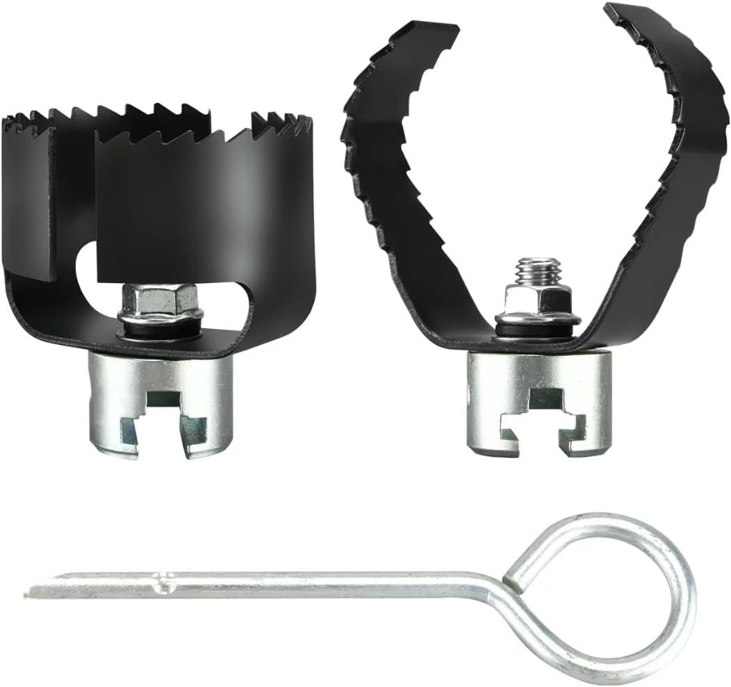 Drain Auger Attachment Set for 4"-8"Pipe Cleaning 1-3/16"(30MM) 3-Pack Spiral Cutter,Grease Cutter and Pin Key Compatible Drain cleaning Machine 1-1/4,6/5 and 1-1/2Cable