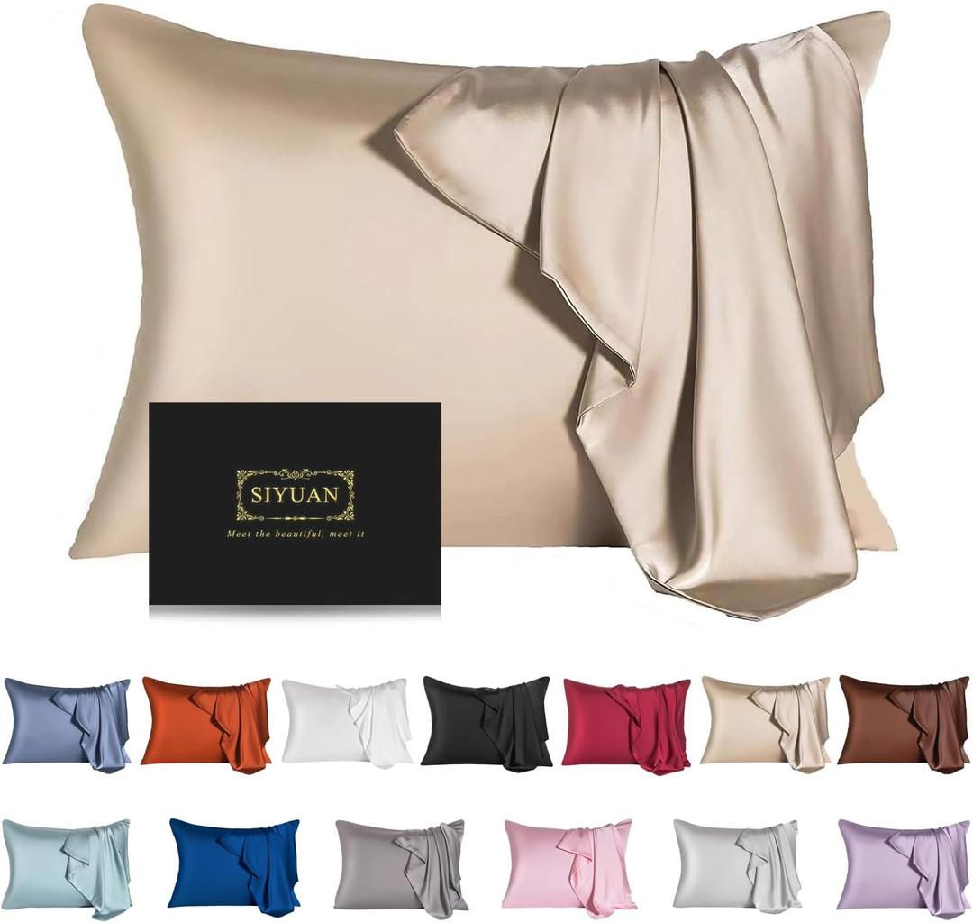 Mulberry Silk Pillowcase for Hair and Skin,Toddler Size Kids Silk Pillow Case with Hidden Zipper,Allergen Proof Dual Sides Soft Breathable Smooth Silk Pillow Cover(Toddler,Champagne) 18"L x 13"W