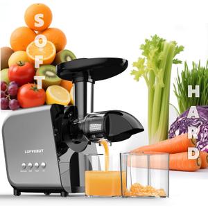 2026 LUFVEBUT Slow Cold Press Juicer with Reverse Function, Masticating Juicer Machines or Soft & Hard Vegetable Fruit High Juice Yield, Easy to Clean 250W High Power BPA-Free Dishwasher Safe