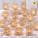 48Pcs Gold Votive Candle Holders - Glass Candle Holder Bulk for Table Centerpiece, Tea Lights Candle Holders for Home, Christmas Party & Wedding Shower