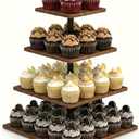 Wooden 4 Tier Cupcake Stand for 50 Cupcakes,Cupcake Holder,Cupcake Tower,Tiered Tray Stand for Birthday Bar Dcor Weddings,Parties Events, Dark Brown