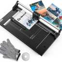 CGOLDENWALL A4 Rotary Paper Trimmer, 12 Sheets, w/Extra Blade & Gloves, for Cardstock Photo, Heavy Duty Paper Cutter for Offices Schools Crafts (14.9 Inch Cut Length)