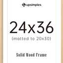 upsimples 24x36 Poster Frame, Natural Solid Wood Picture Frames, Display 20x30 with Mat or 24 x 36 Without, Vertical & Horizontal Wall Hanging, 1 Pack, Natural