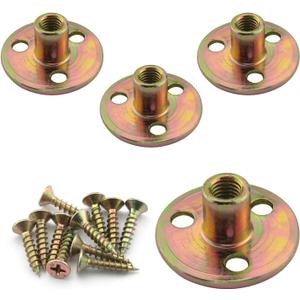 Furniture Mounting Plate Three-Hole Cylindrical Iron Plate Nut for Furniture Legs (M8 Metric Nut, 37mm Dia Plate, 16mm Height, 12mm Dia Rod) 5 pack