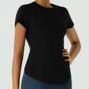 Workout Tops for Women Athletic Tops Short Sleeve Shirts-Cropped Slim Fit Gym Running Yoga T Shirts (S)