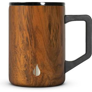 Elemental Insulated Coffee Mug - Triple-Wall Stainless Steel Summit Travel Cup for Hot and Cold Drinks - Thermal Coffee Mug with Lid and Handle for Camping, Office & Travel 16oz - Teakwood