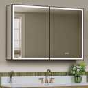 36x32 Inch Medicine Cabinet with Mirror, Recessed or Surface Mount Bathroom Medicine Cabinet with LED Lights, Anti-Fog, Adjustable Shelf, Dimmable Light, Outlets & USB, ETL Listed, Black