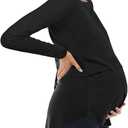 Tankaneo Womens Maternity Nursing Tops Long Sleeve Double Layer Breastfeeding Shirts Pregnancy Clothes (Black)