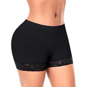 DERCA Butt Enhancer Hip Pads Lace Padded Boyshorts (M, #E26 Black-mid Lace)