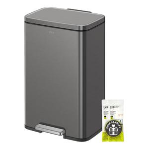 EKO Madison Brushed Stainless Steel 13.2 Gal/50L Kitchen Step Trash Can or Recycling Bin, Removable Inner Liner, Soft Close Lid, Fingerprint Resistant Finish