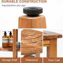 18" Teak Corner Shower Stool, 2-Tier Teak Shower Bench with Storage Shelf, Adjustable Non-Slip Feet, Natural