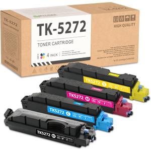 4 Pack TK5272 Toner Cartridge: Compatible TK5272K TK5272C TK5272M TK5272Y Toner Replacement TK-5272 Toner Cartridge for Kyocera ECOSYS M6235cidn M6630cidn Printer Black 8,500 Pages & Color 6,500 Pages (Black Cyan Magenta Yellow)