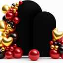 LEBENGURU Set of 2 Upgraded Wedding Arch Cover, Black Spandex Fitted Arch Backdrop Cover, Round Top Chiara Stand Covers for Birthday Party Baby Shower Banquet Balloon Dcor (6FT,7.2ft)