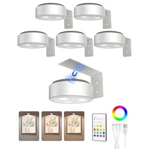 EZVALO Picture Lights for Wall, 2000mAh Rechargeable Battery Magnetic Poster Lights with 3 Color Temps & 12 RGB, Remote Dimmable Timer Painting Light, Wall Decor Light for Art Display, Frame (6 Pack) - Amazon.com