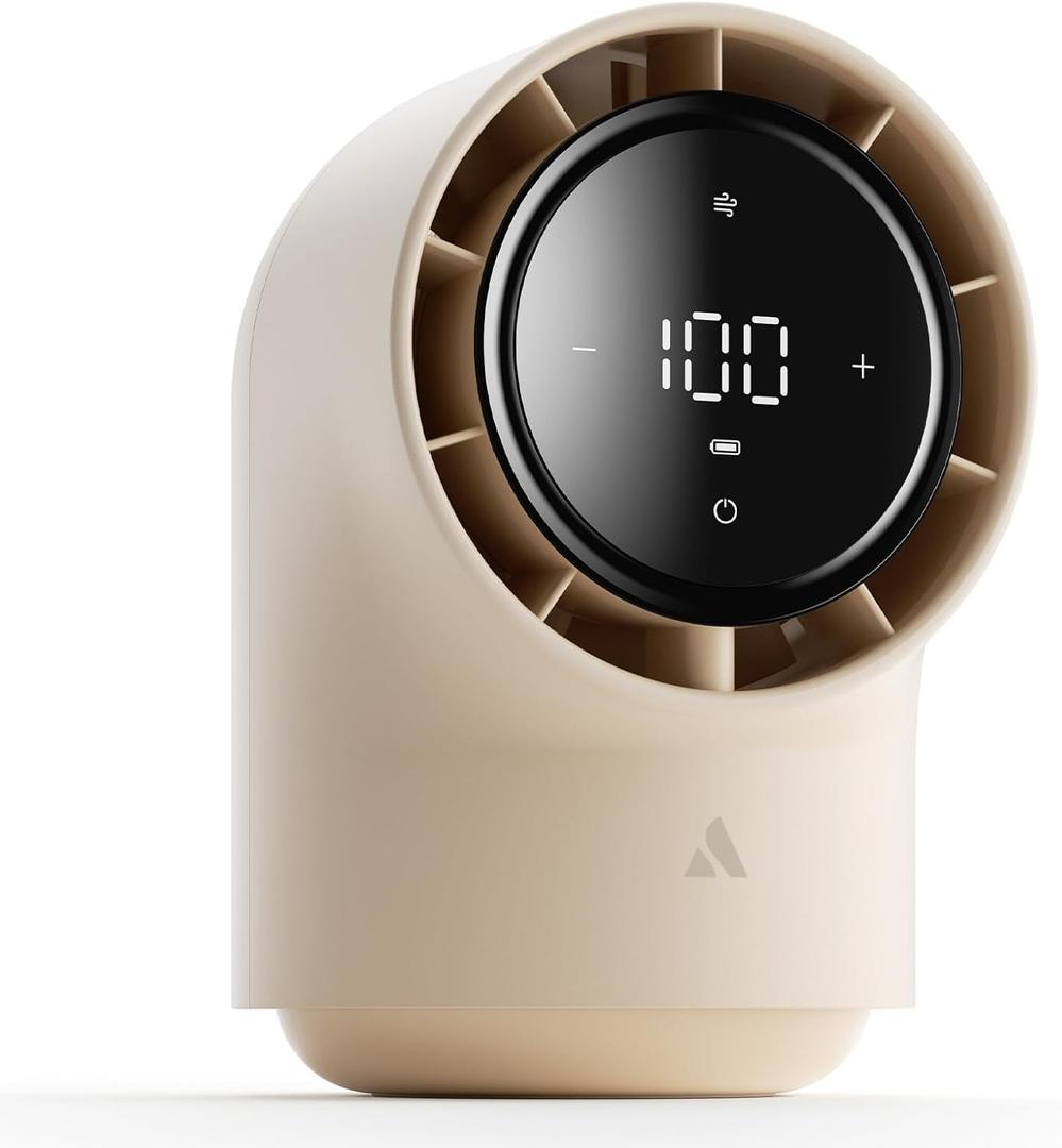 Aecooly Touch Control Desk Chic 01 Lite Fan, 100 Speeds Quiet Digital Display Small Table Fan, 4000mAh Battery Powered Desktop Fan for Bedroom, Bedside, Office, Travel -Beige