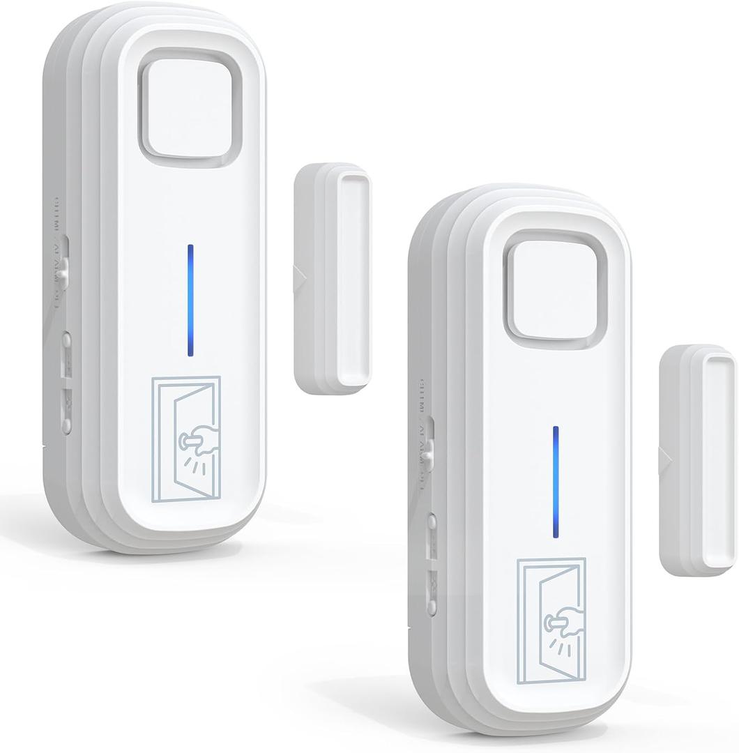 SanJie Door Left Open Alarm with Delay(Instant/30s/1min/2min/4min),Window Fridge Door Alarm for Kids Safety,Volume Adjustment Mute-120dB,2 Tones,5 Modes,Ajar Alert for Freezer Garage Home,2 Sensor