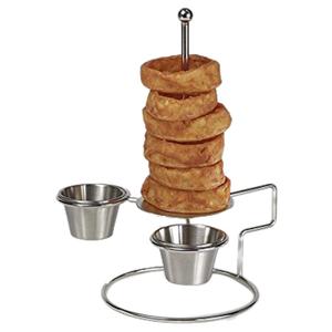 G.E.T. Enterprises 4-81878 Onion Ring Tower with 2 Holders Clipper Mill, Stainless Steel (Sauce Cups Sold Separately)