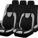 9PCS Car Seat Covers Full Set, Polyester Washable Vehicle 5-Seats Protectors with Headrest Cover, Comfortable Automobile Seat Interior Protection, Universal for Sedan Truck SUV (Grey)