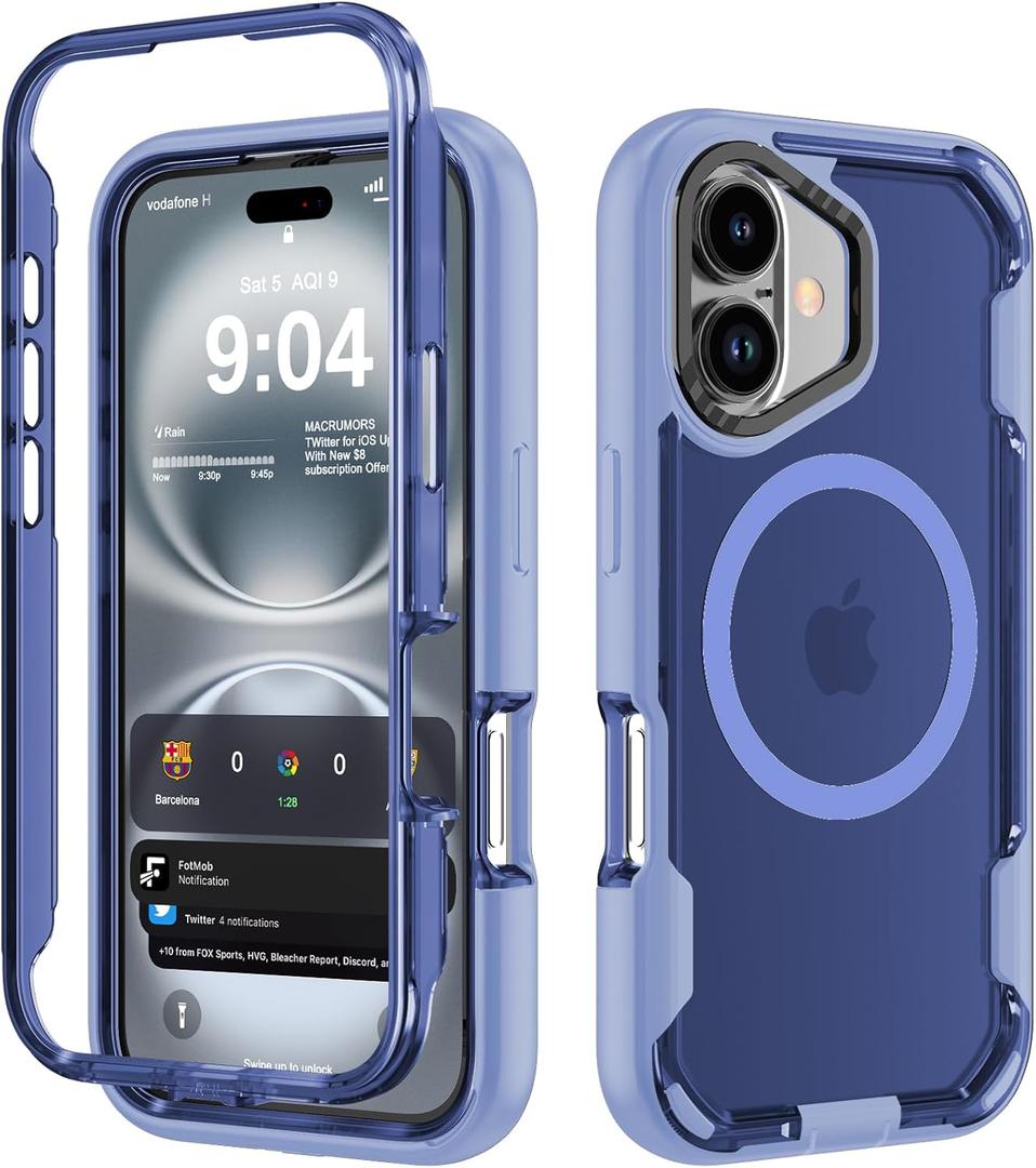 DEERLAMN Magnetic Shockproof Case for iPhone 16 6.1-Inch, [Compatible with MagSafe] [Military Grade Drop Protection] Translucent 2-Layer Durable Bumper Heavy Duty Protecive Phone Cover, Light Purple