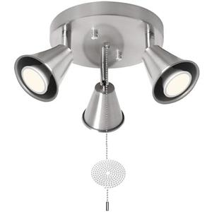 SEEBLEN 3-Light Industrial Directional Track Lighting with Pull Chain On/Off, Adjustable Round Ceiling Spotlight, Morden Nickel Flush Mount Kitchen Light for Hallway,Dining Room,Gu10 Bulbs Included