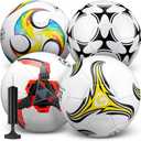 Tradder 4 Pack Soccer Ball with Pump Size 3 4 5 Deflated Soccer Ball for Outdoor Indoor Game Sport Practice Training Gift for Kid Youth Teen Adult Charity Donation
