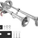 12V Marine Boat horn Waterproof Stainless Steel Dual Trumpet for Ship Truck RV Trailer Pickup Van Bus Touring Car (Dual Trumpet Horn)