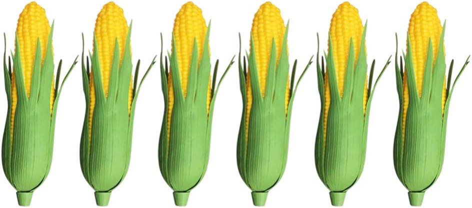 6pcs Artificial Corn, Lifelike Corn Fake Simulation Vegetable Decorations Photo Props Green