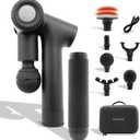 R2 PRO+ Massage Gun - Articulating Deep Tissue Back Massager with Extension Handle and 6X Heads Including Heated Attachment (R2 Pro+ - Black)
