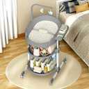 Diaper Changing Station, Portable Changing Table for Baby, Diaper Changing Table with Storage Drawers, Waterproof Baby Changing Station with Wheels and Adjustable Height for Newborn Infant (Grey)