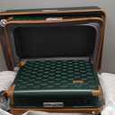 Melalenia Luggage Set 4 Piece Carry On, Hardside Suitcase with TSA Lock and Spinner Wheels, Carry-On Ailline Approved, Green Brown