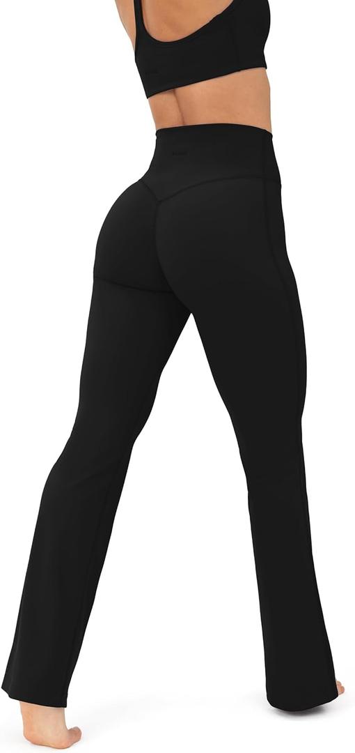 PAVOI ACTIVE High Waisted Flare Leggings for Women - Buttery Soft Bell Bottom Workout Flared Wide Leg Yoga Pants - FlexFlow (Small, Black)