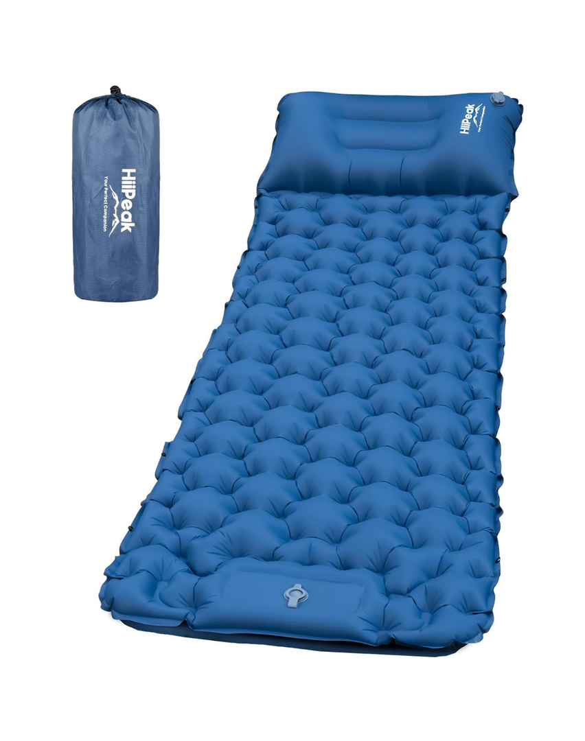 HiiPeak Sleeping Pad - Ultralight Inflatable Sleeping Mat with Built-in Foot Pump, Durable Compact Waterproof Camping Air Mattress for Camping, Backpacking, Hiking, Tent Trap Traveling