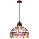 YHANFENGCY 16-inch Wrought Iron Tiffany-Style Chandelier, Industrial Retro Wine-red Wrought Iron Lighting Fixture, Suitable for Kitchen Island, Game Room, Dining Room, bar Counter
